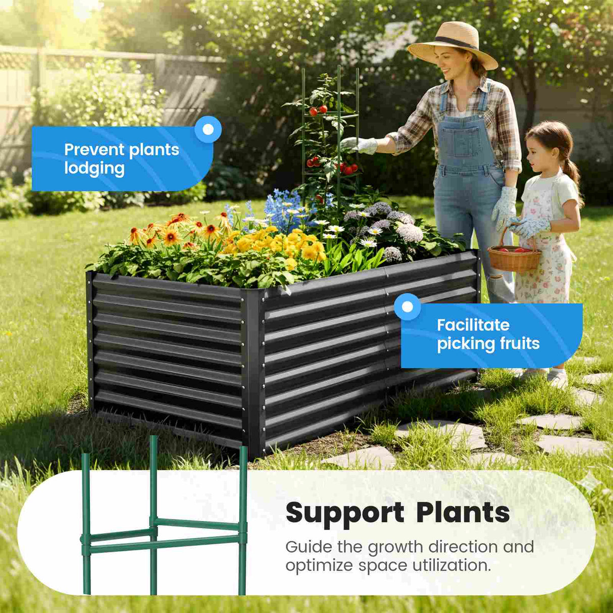 Quictent Raised Garden Bed with Tomato Cage