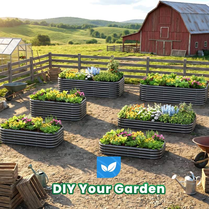 Quictent 8x4x1ft Oval Raised Garden Bed 2PCS