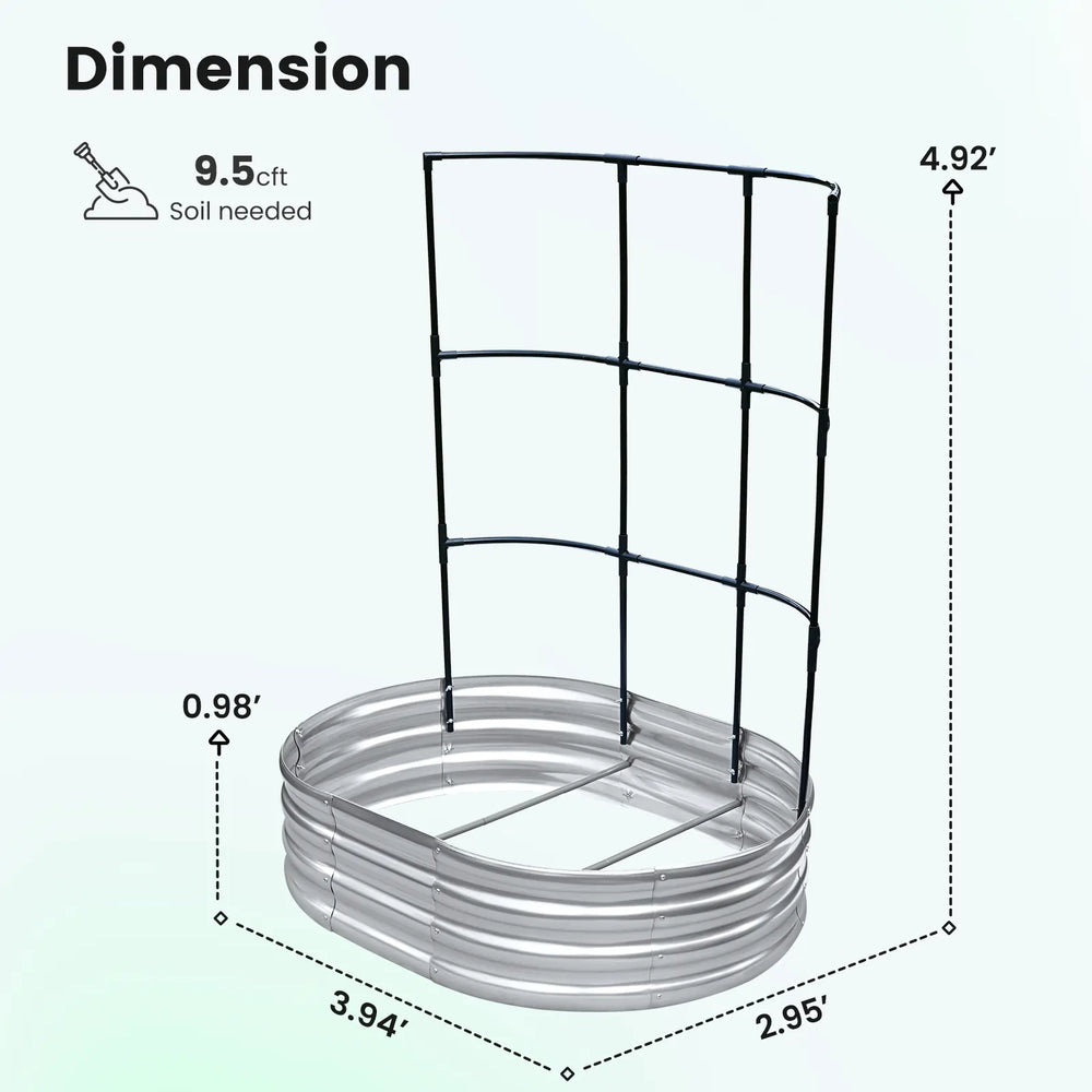 Dimension of 4X3X1FT Raised Garden Bed with Wall Trellis#size_4x3x1ft