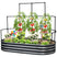 Raised Garden Bed with Wall Trellis 6x3x1ft Dark Grey#size_6x3x1ft#color_dark grey