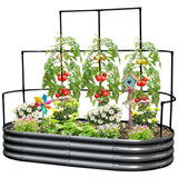 Raised Garden Bed with Wall Trellis 6x3x1ft Dark Grey#size_6x3x1ft#color_dark grey