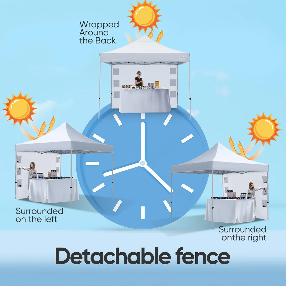 Detachable fence#style_10x10 With 1 Sidewall-White