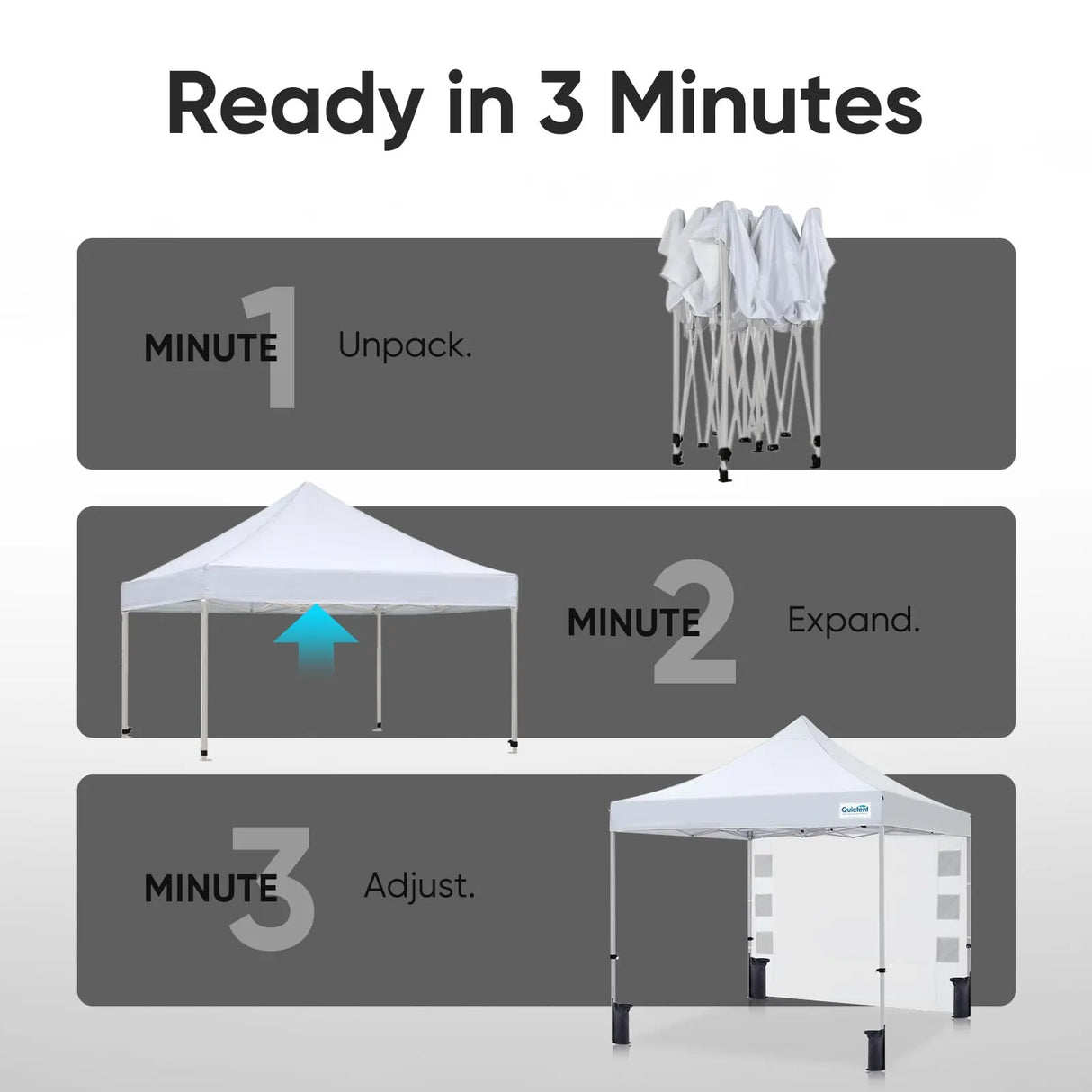 Ready in 3 minutes#style_10x10 With 1 Sidewall-White
