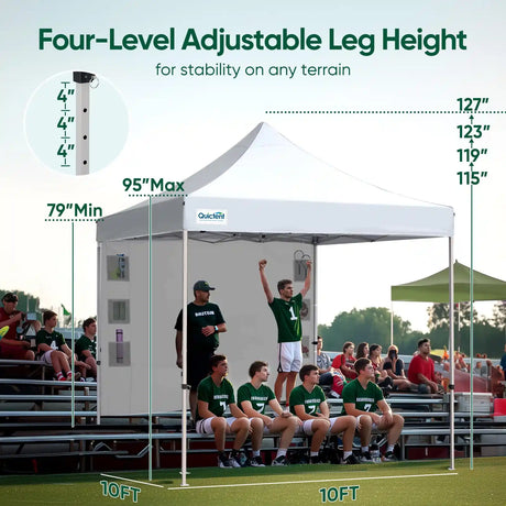 4 levels adjustable leg height#style_10x10 With 1 Sidewall-White