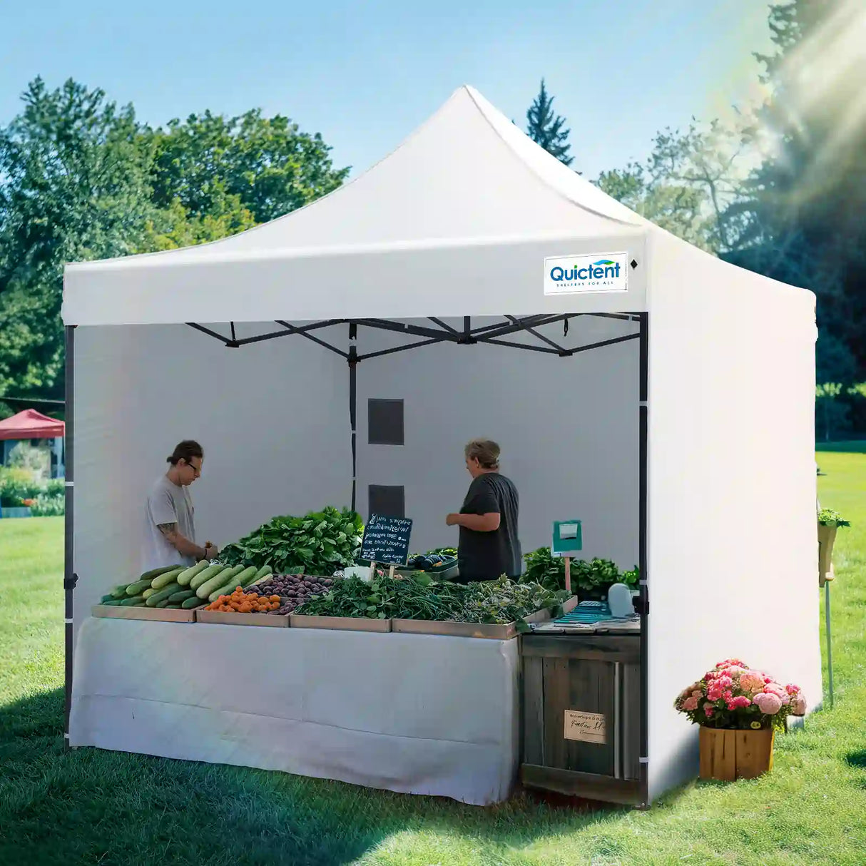 Easy up Outdoor Commercial Pop Up Tent White 3 Sidewalls#style_10x10 With 3 Sidewalls-White