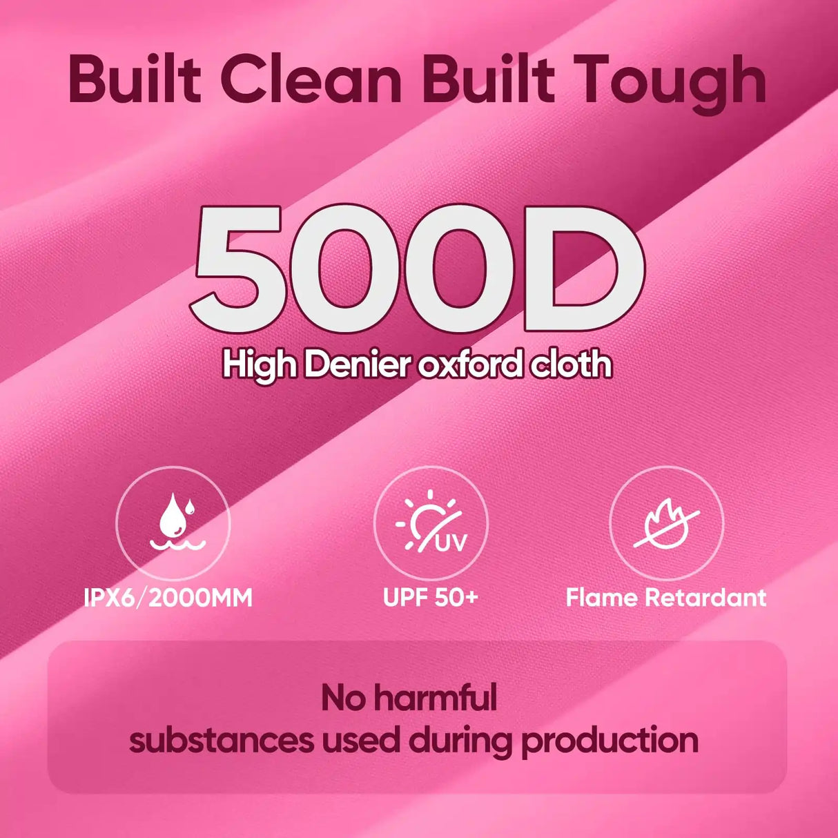 500D waterproof fabric technology#style_10x10 No Sidewall-Pink