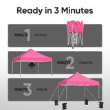 can be set up or taken down in just minutes#style_10x10 No Sidewall-Pink