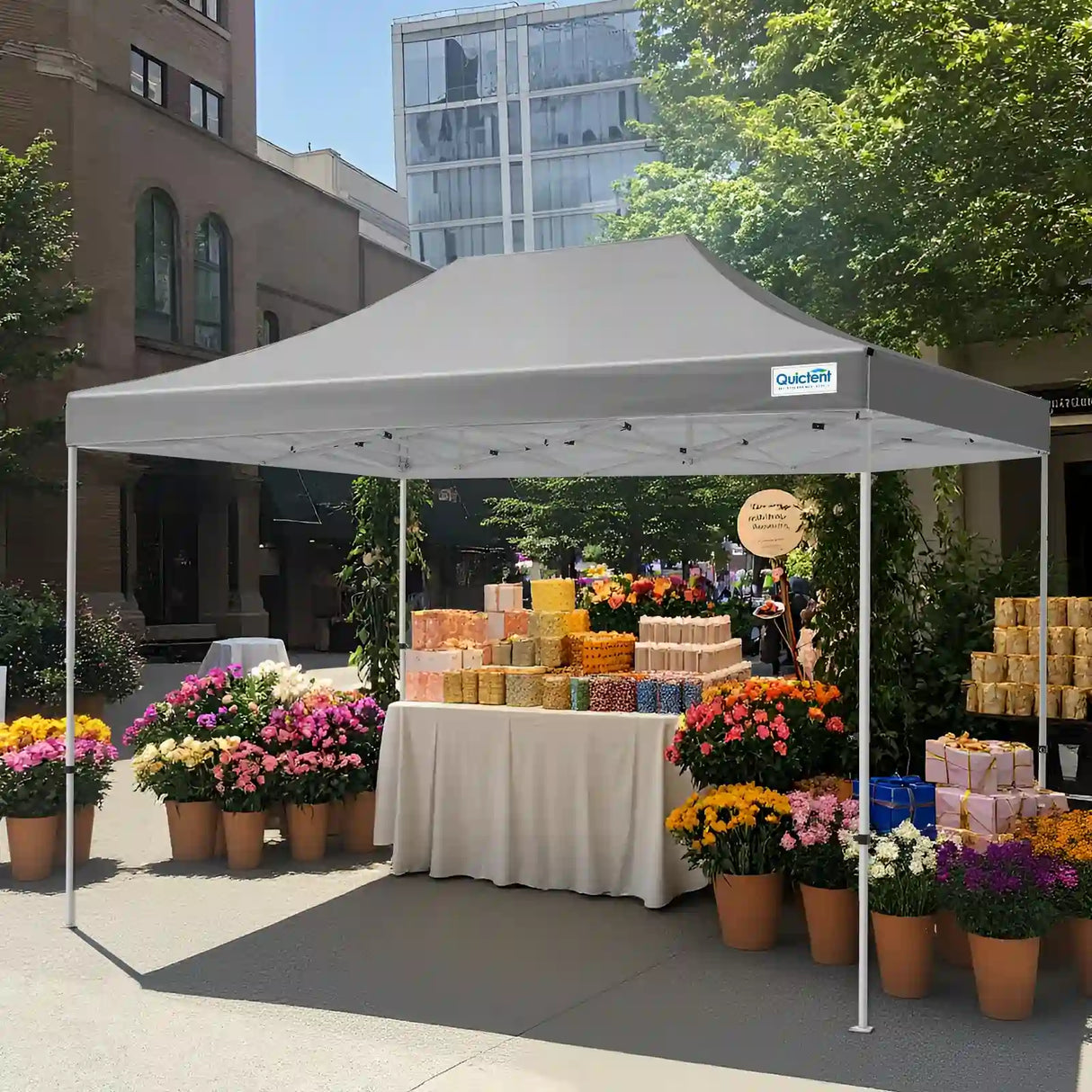 10'x15' Pop up Canopy Grey No Sidewall#style_10x15 No Sidewall-Gray