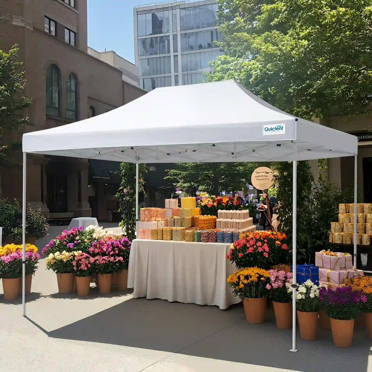 10'x15' Heavy Duty Pop up Canopy White No Sidewall#style_10x15 No Sidewall-White