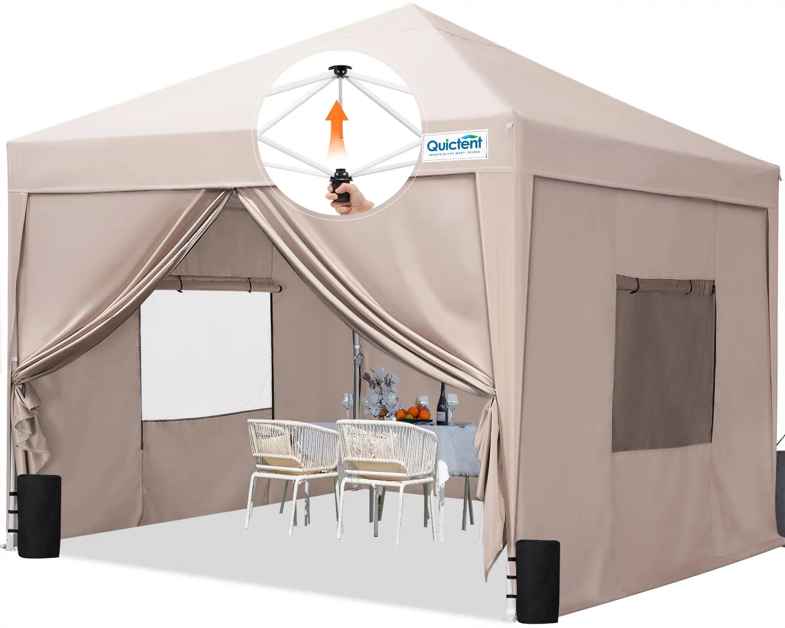 privacy 10x10 pop up canopy#color_beige (Upgraded)