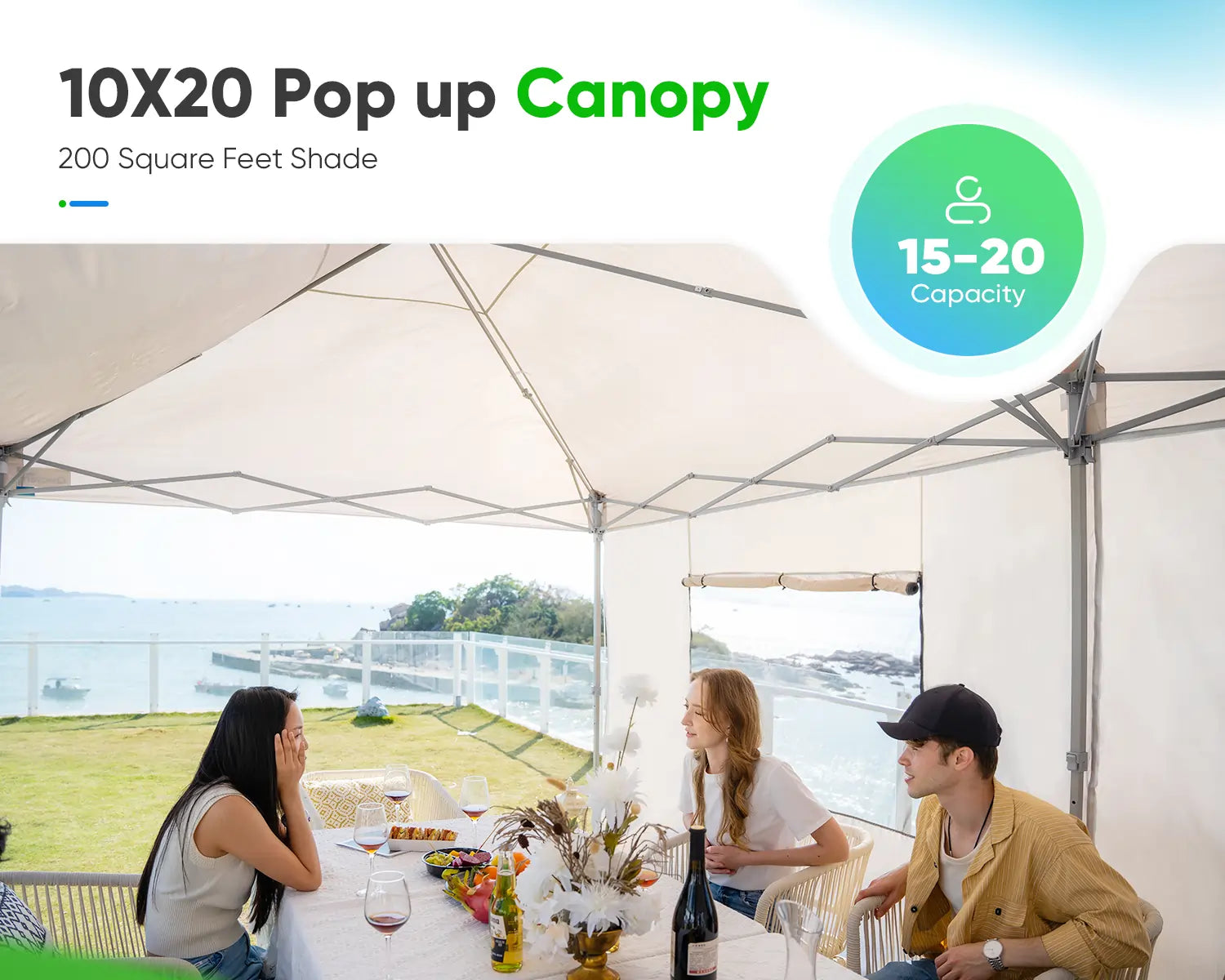 Tool-Free Assembly 10 x 20 Canopy Tent#color_beige