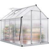 Walk-in Polycarbonate Greenhouse 6X8X6ft Silver