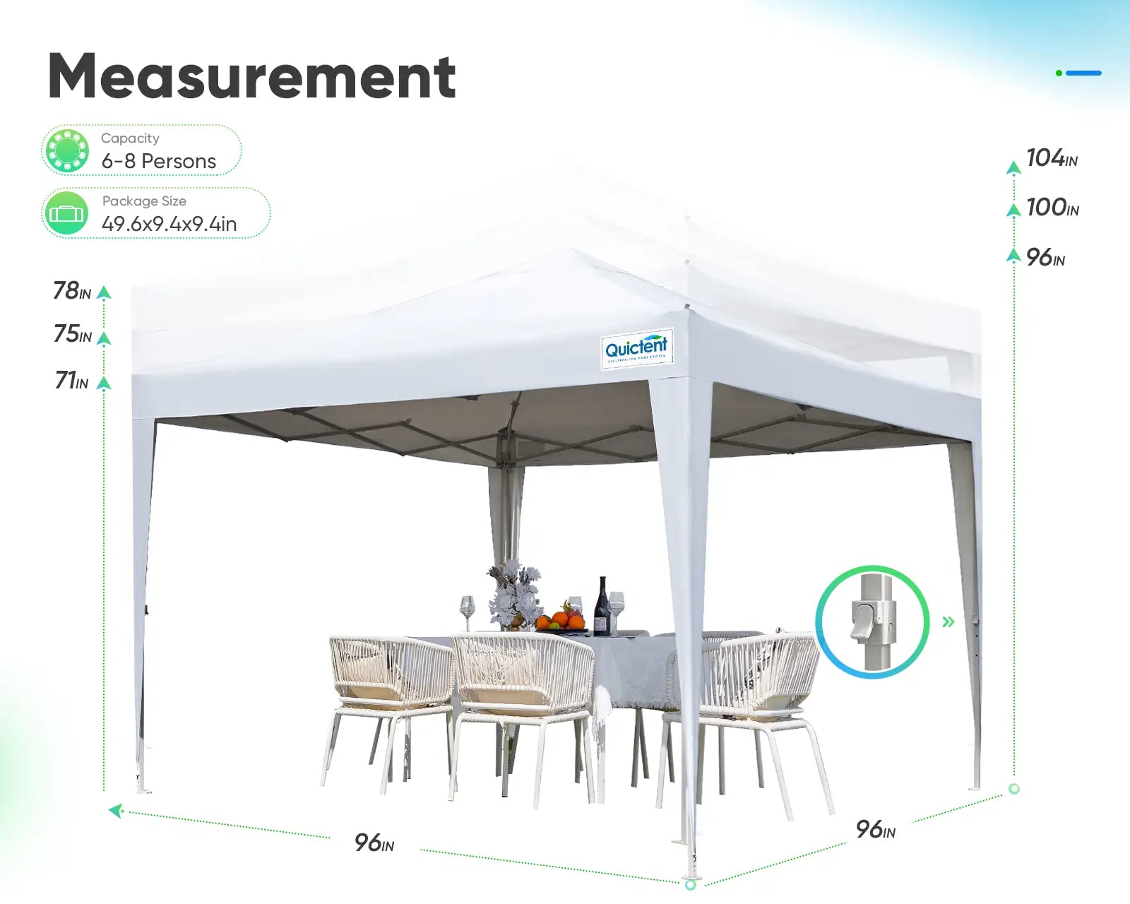 white 8x8 canopy tent size#color_white