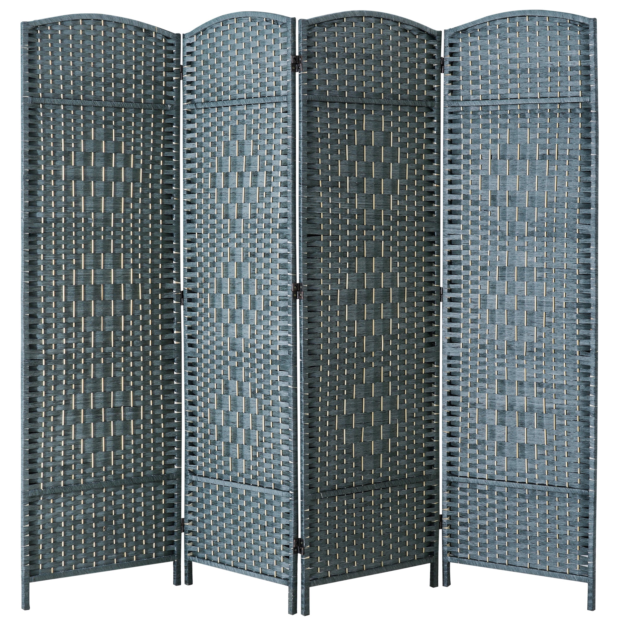 Corelax 6ft Diamond Woven Room Divider (4-Panel) - Grey