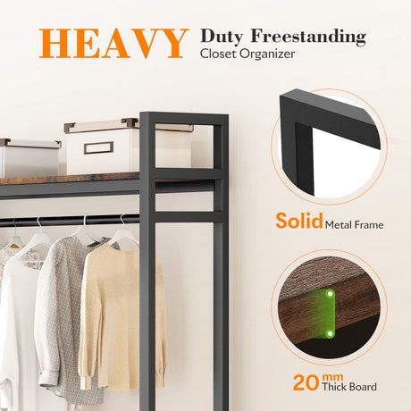 HOKEEPER 600LBS Heavy Duty Clothing Rack with Shelves