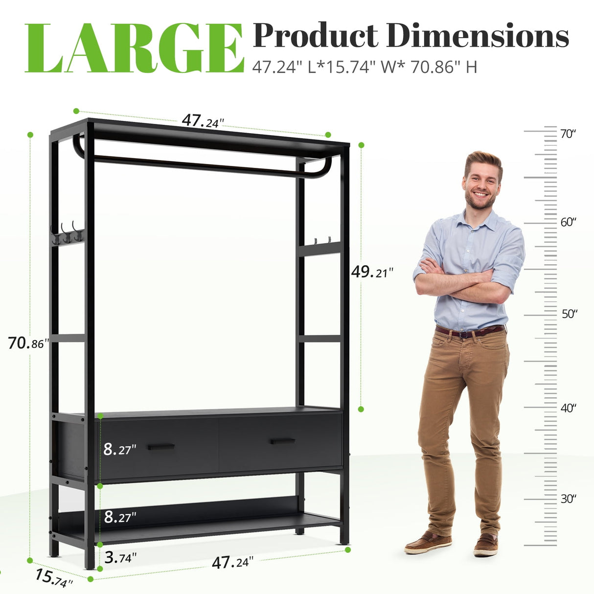 HOKEEPER Closet Organizer with Drawers & Hooks