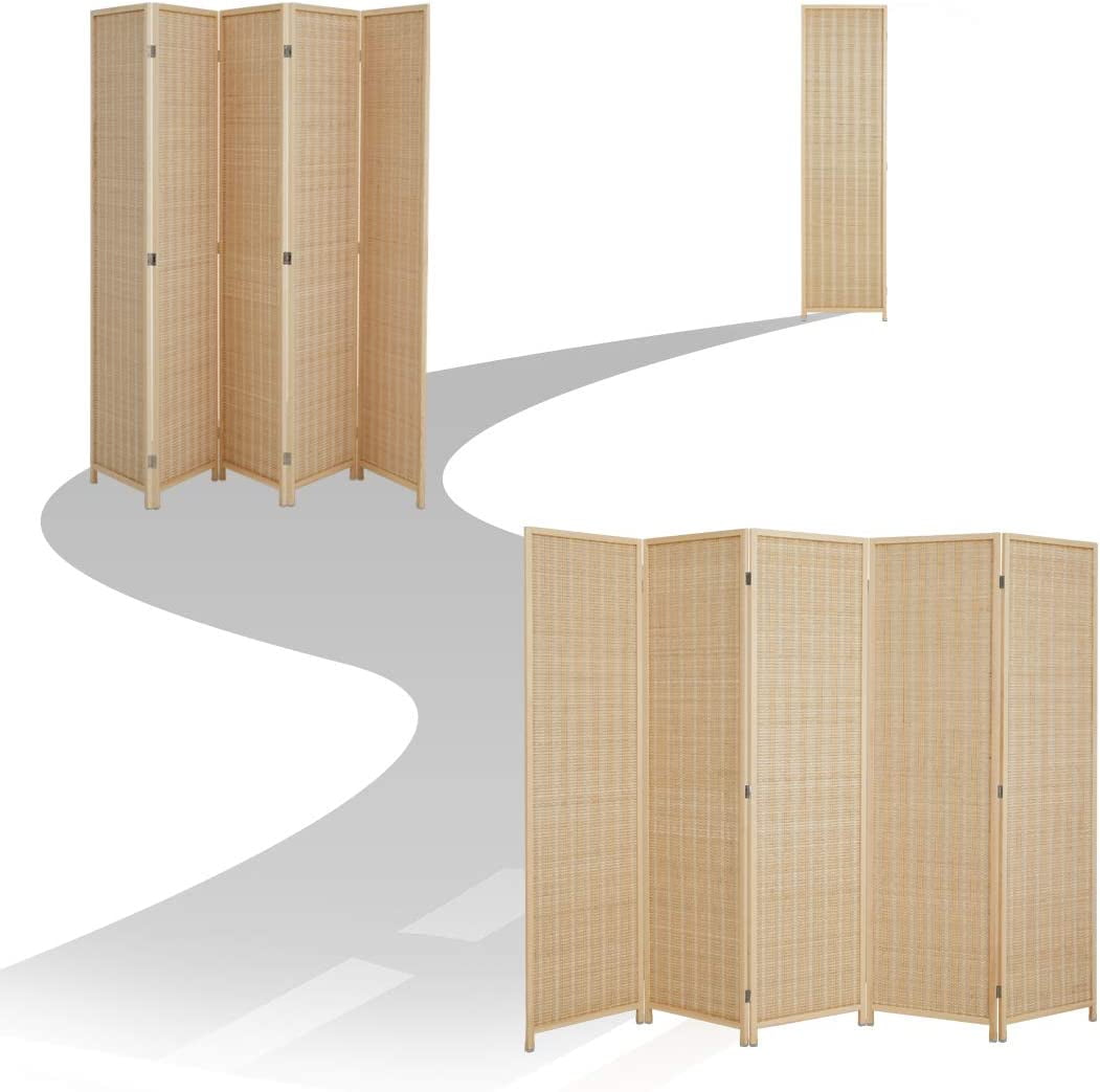 Corelax Bamboo Room Divider (5-Panel) - Beige