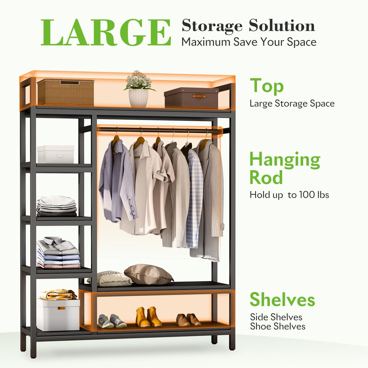 HOKEEPER 600LBS Free Standing Closet Organizer with 6 Shelves