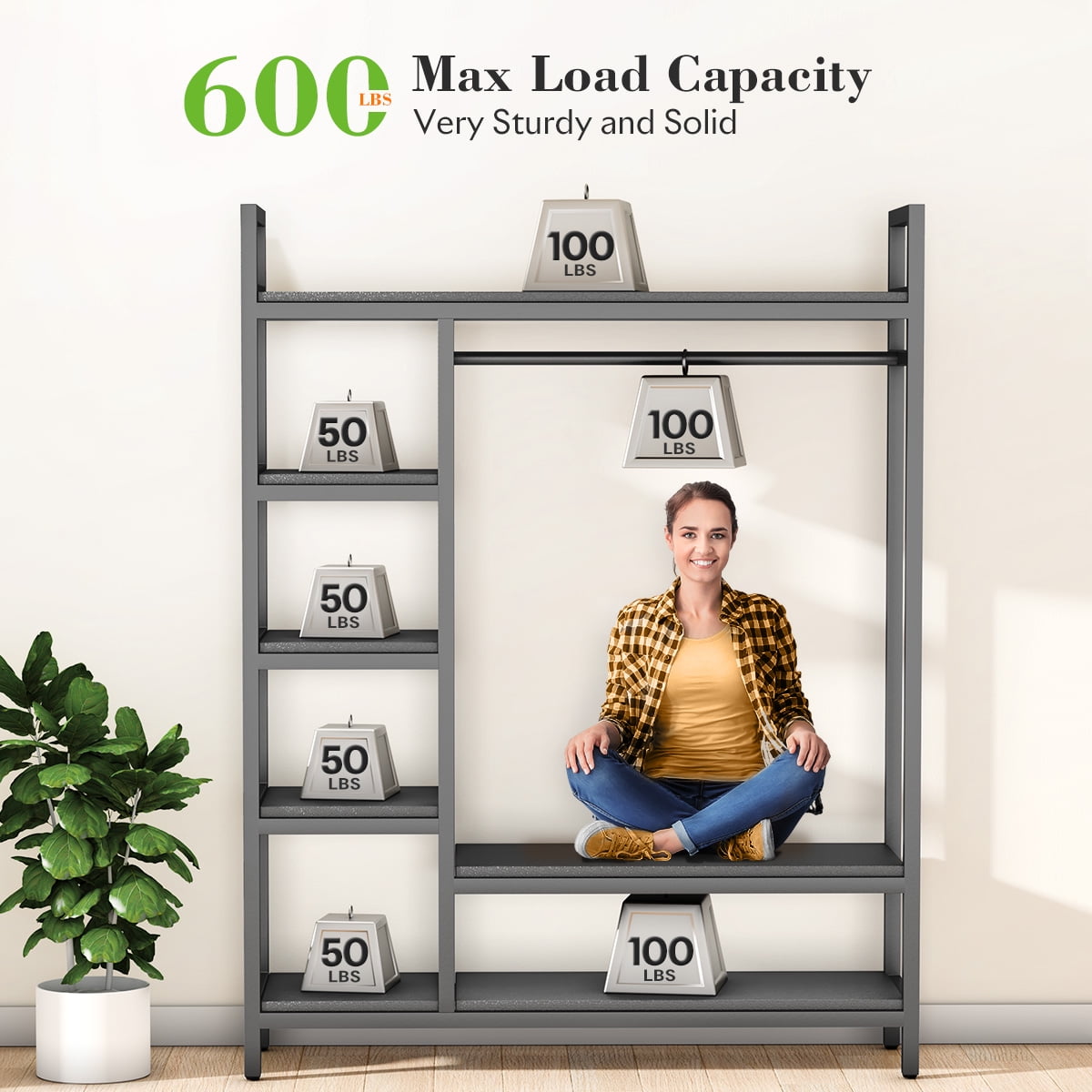 HOKEEPER 600LBS Free Standing Closet Organizer with 6 Shelves