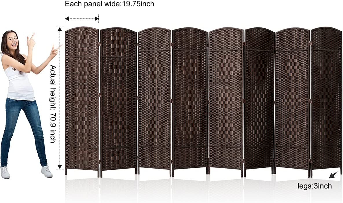 Corelax 6ft Diamond Woven Room Divider-BLACK