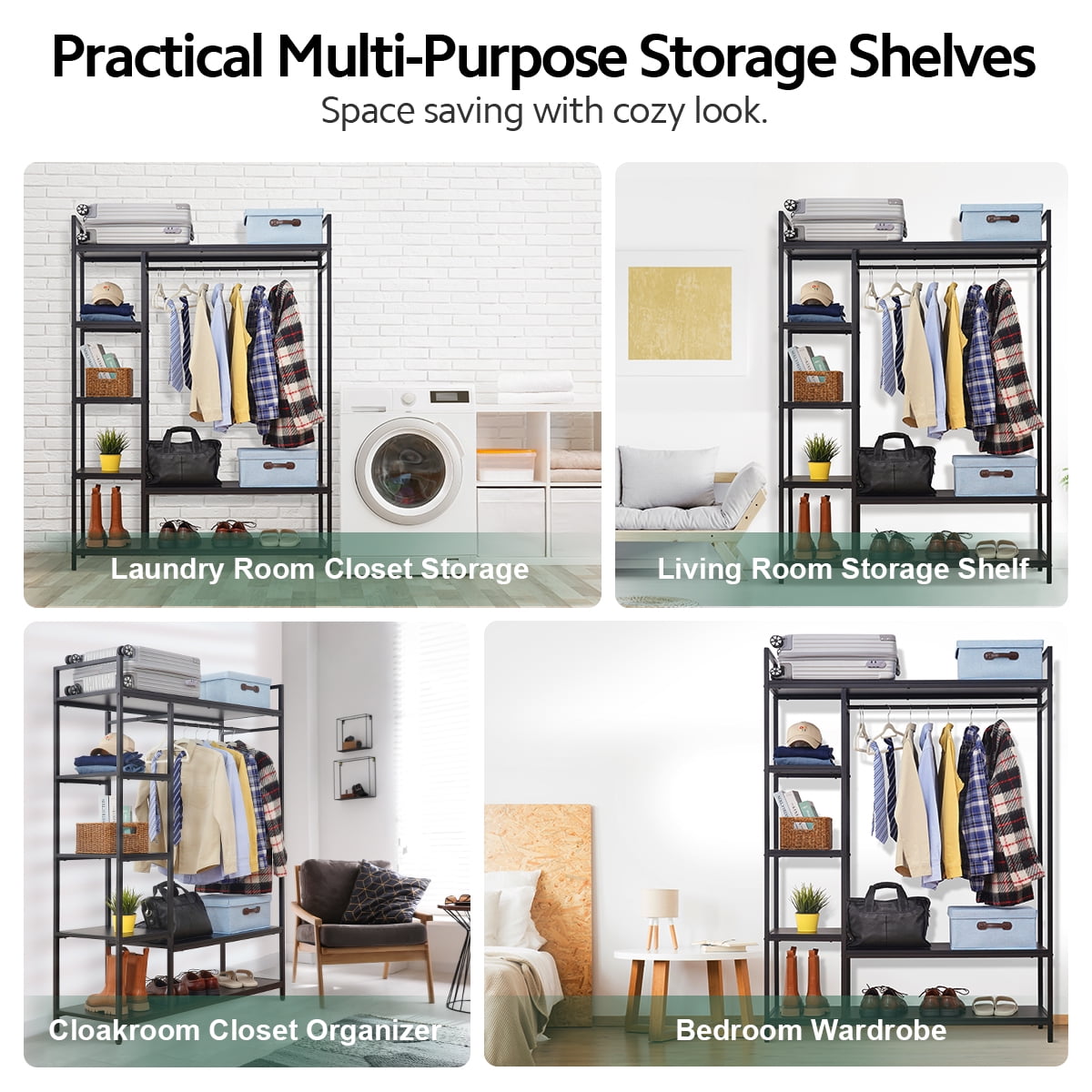 HOKEEPER 600LBS Free Standing Closet Organizer with 6 Shelves