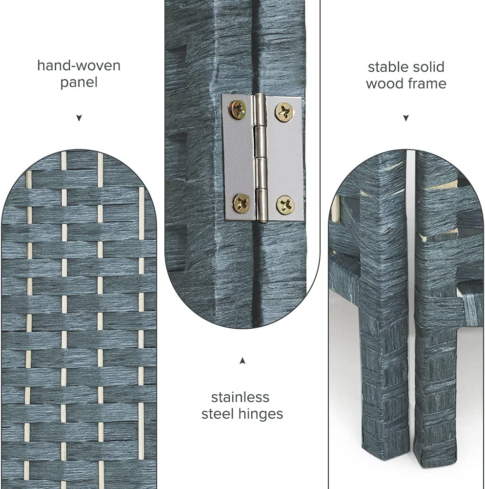 Corelax 6ft Diamond Woven Room Divider (4-Panel) - Grey
