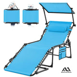 MAXLEAD HOME Beach Chaise with Sun Shade (350LBS) - Blue