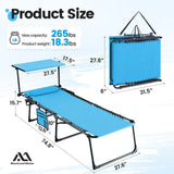 MAXLEAD HOME Beach Chaise with Sun Shade (350LBS) - Blue