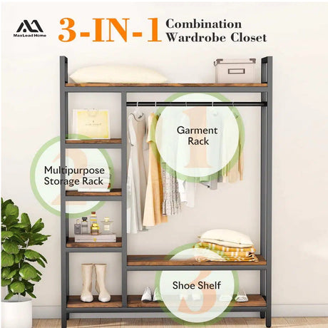 600LBS Heavy Duty Clothing Rack with Shelves